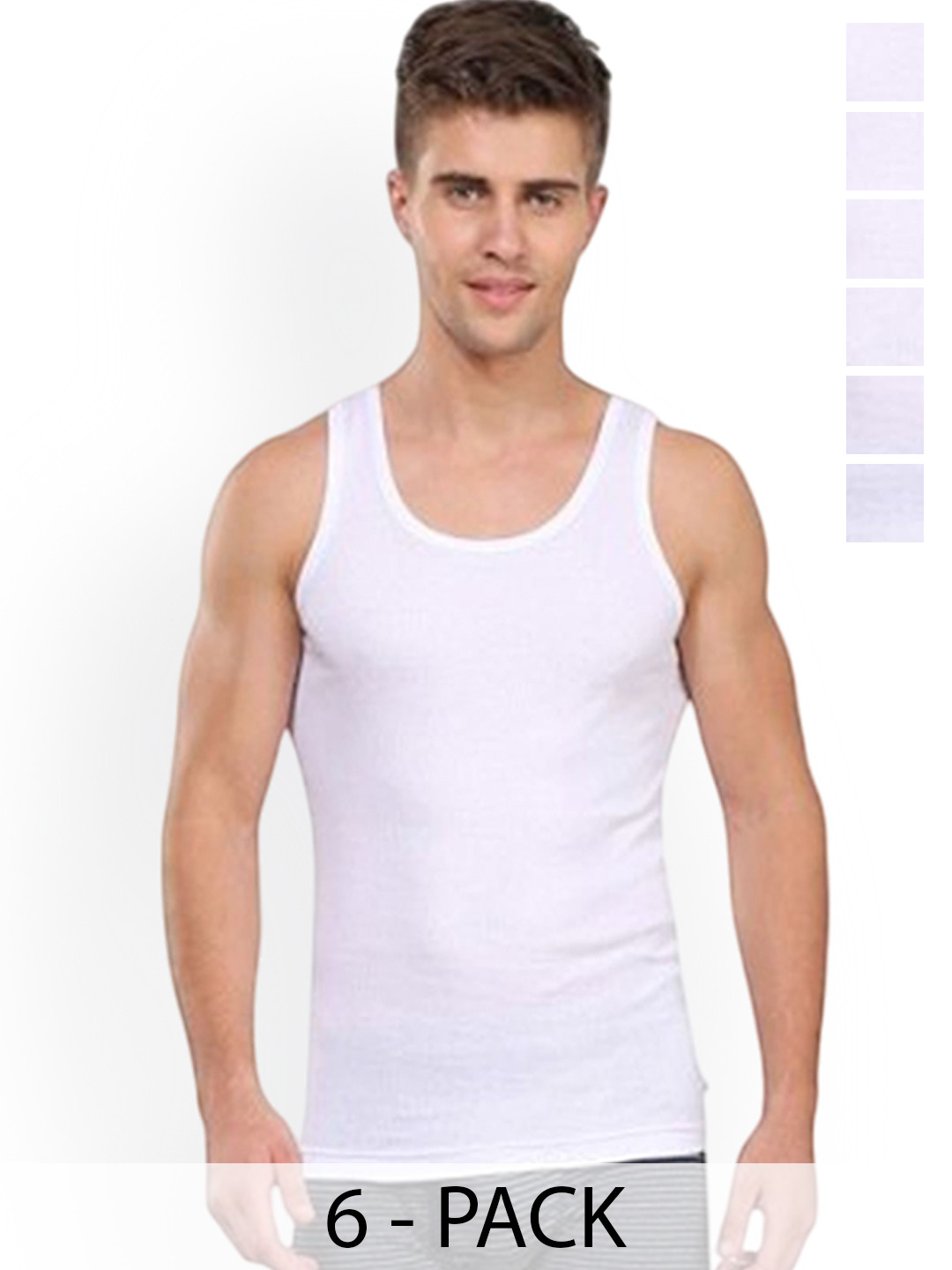 CAVENDERS Pack Of 6 Pure Cotton Basic Vests White Pure CottonDno-v211st