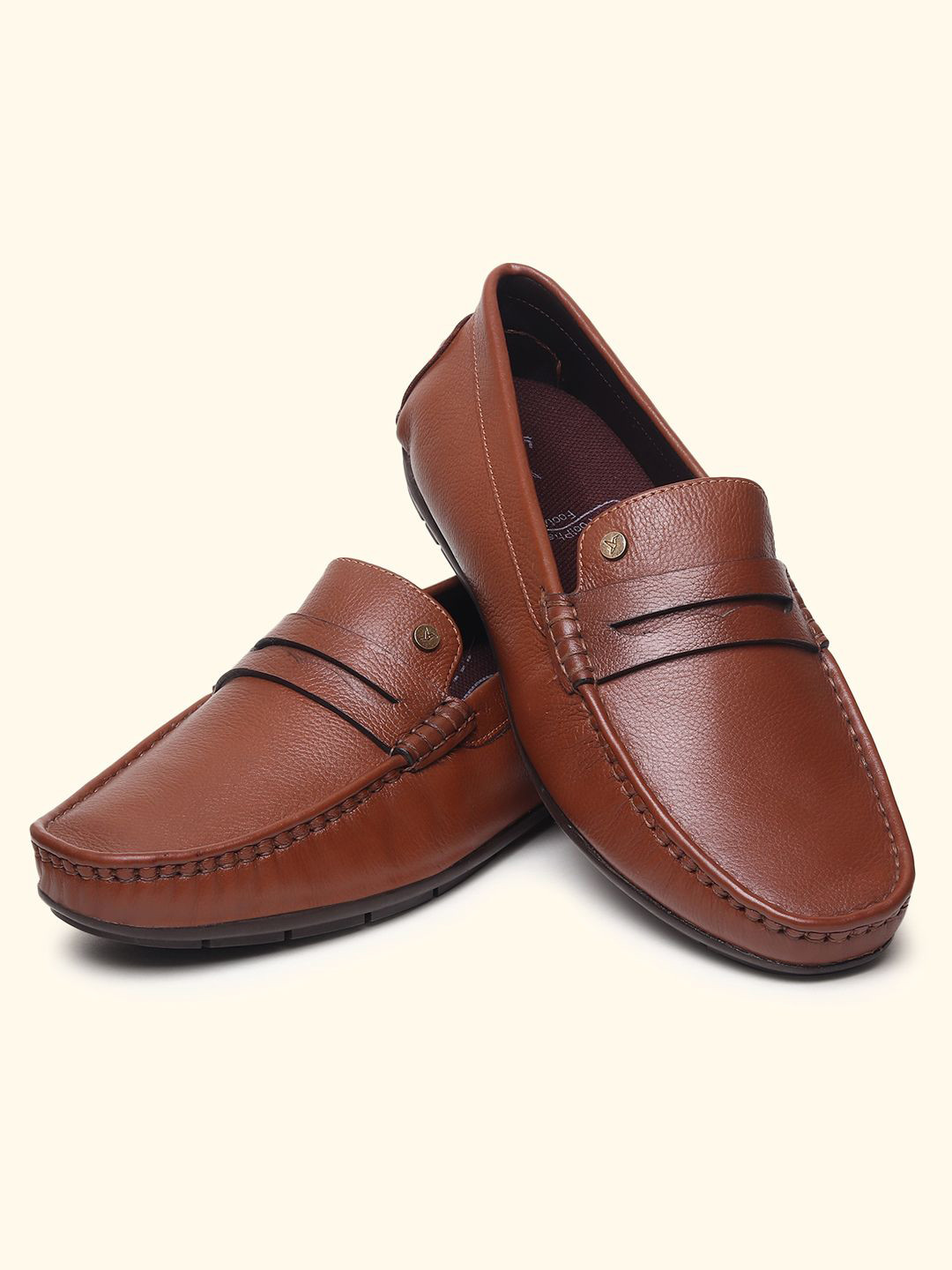 yoho Men Leather Round Toe Lofos Loafers
