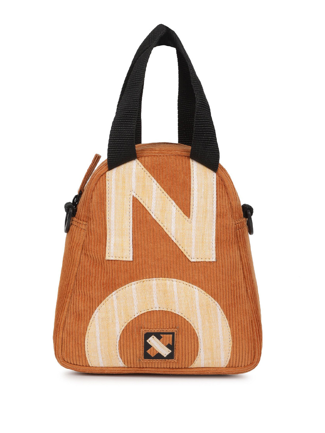 NO MORE Oval Graphic Self Design Cotton Shoulder Bag