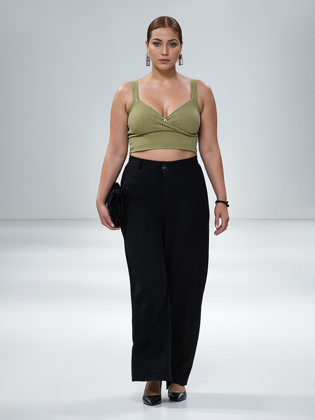 FREAKINS Women Straight Fit High-Rise Neat Black Curve Straight Korean Pants