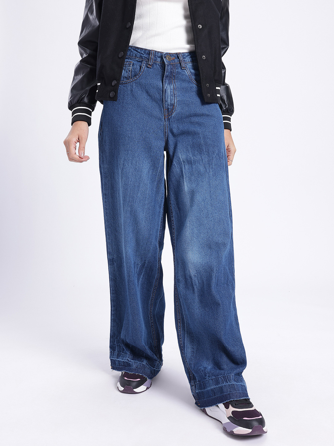 glitchez Women Fades Baggy Wide Leg Jeans