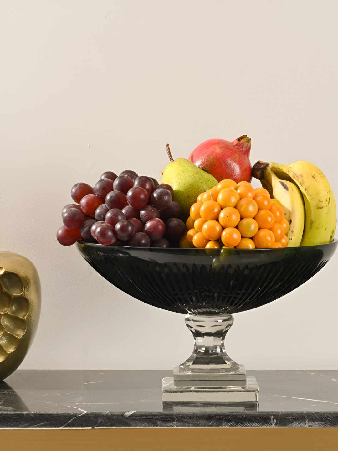 SITARRA LIVING Grey 1 Piece Glass Large Fruit Bowl