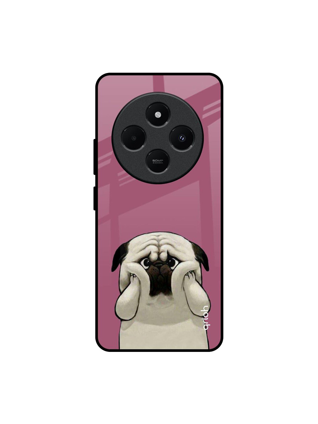 QRIOH Funny Pug Face Printed Redmi 14C 5G Impact Resistant Back Case