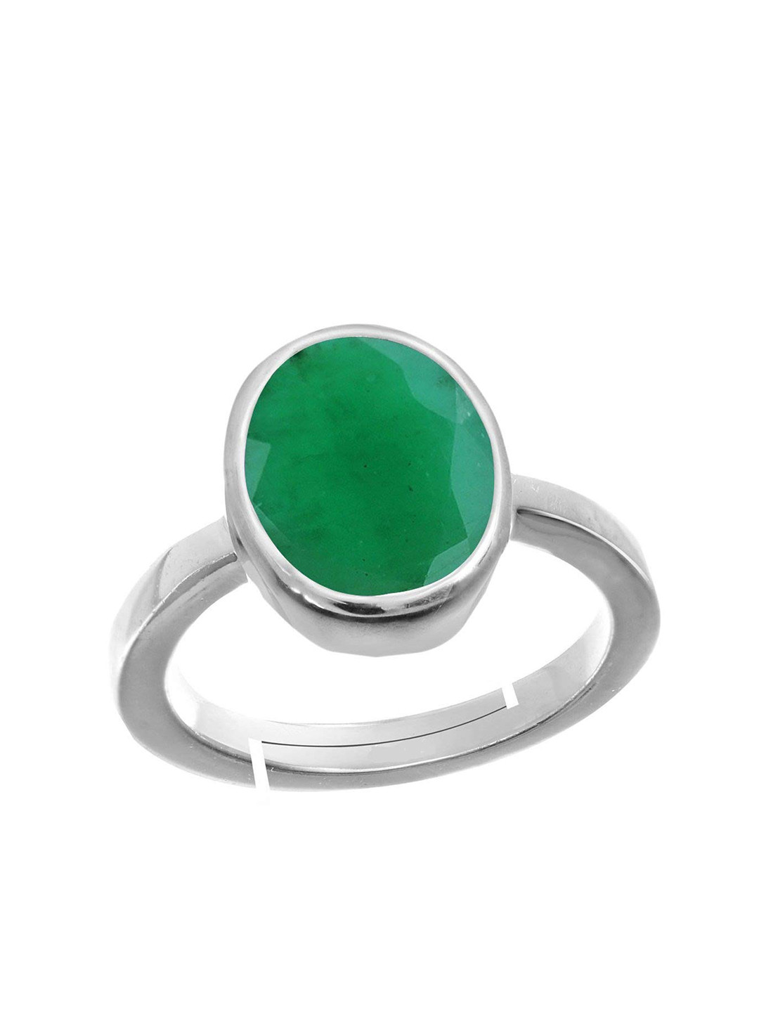 RRVGEM 4.25 KT Rashi Ratna Panna Stone Silver Plated Adjustable Ring