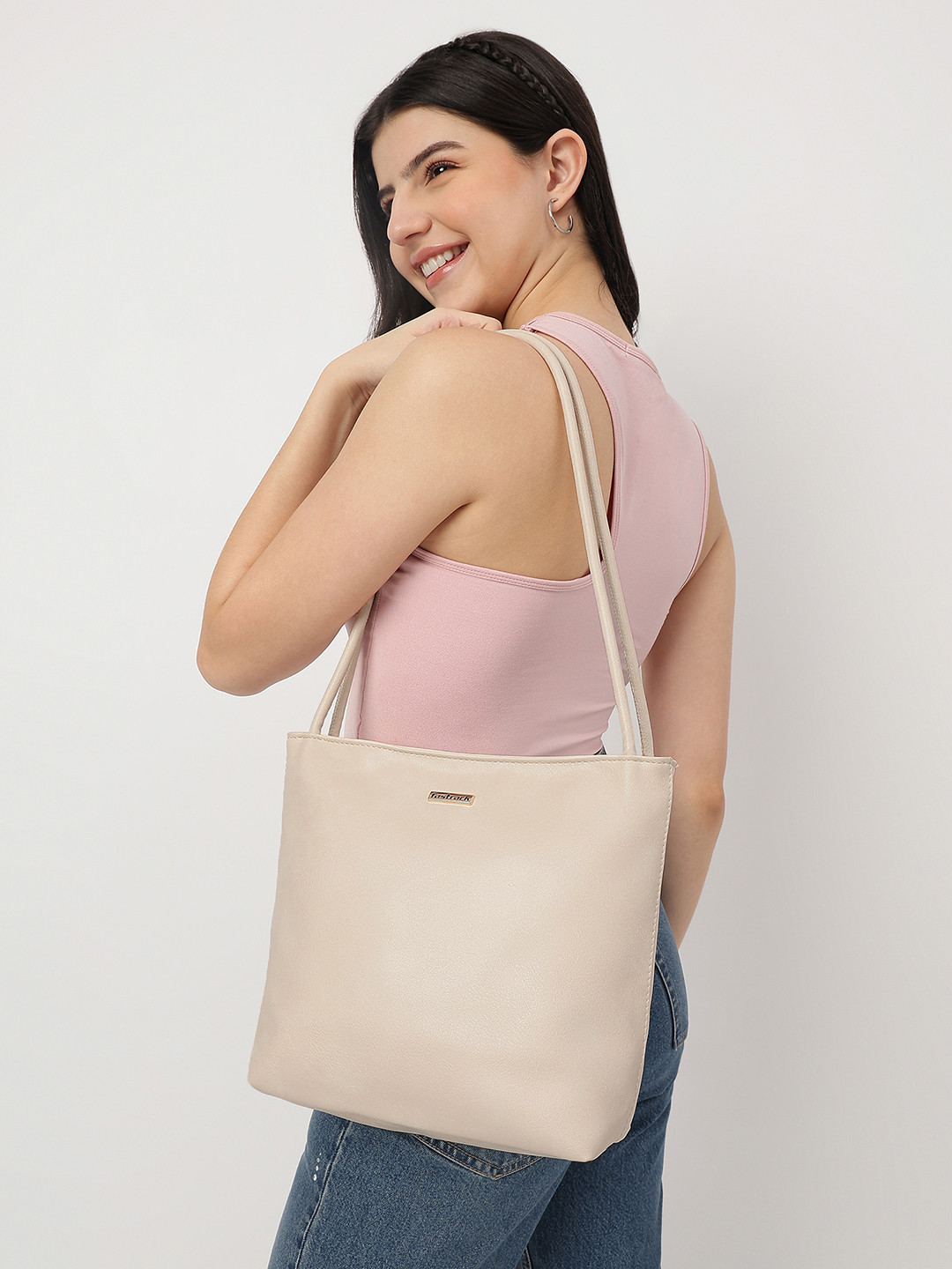Fastrack Women Solid Structured Shoulder Bag with Dual Handles