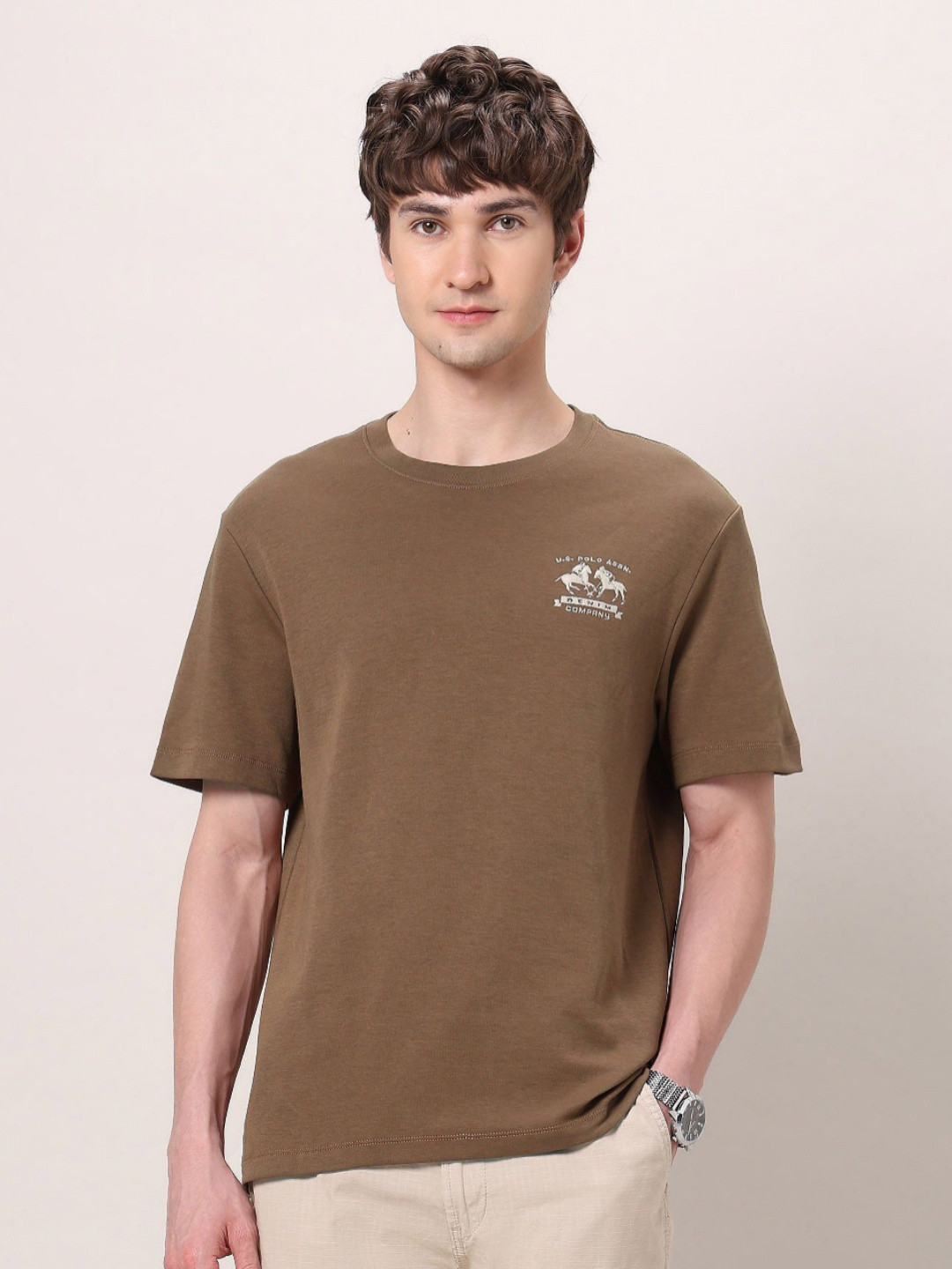 U.S. Polo Assn. Denim Co. Round Neck Pure Cotton Relaxed Fit T-shirt