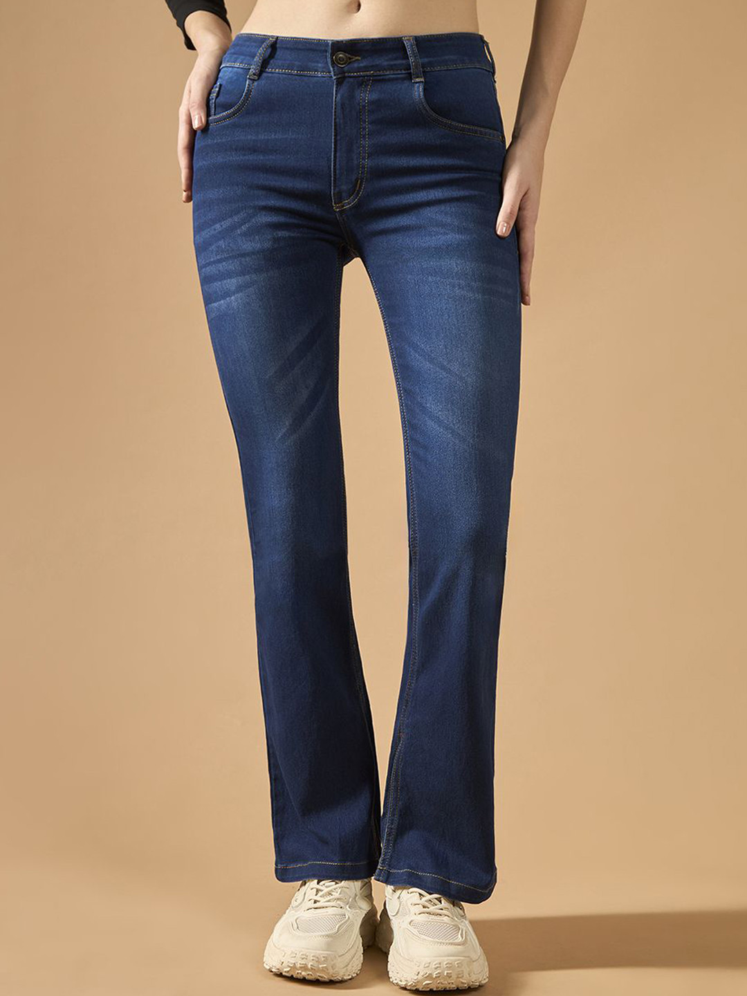 The Roadster Lifestyle Co Women Bootcut Mid Rise Regular Length Stretchable Denim Jeans