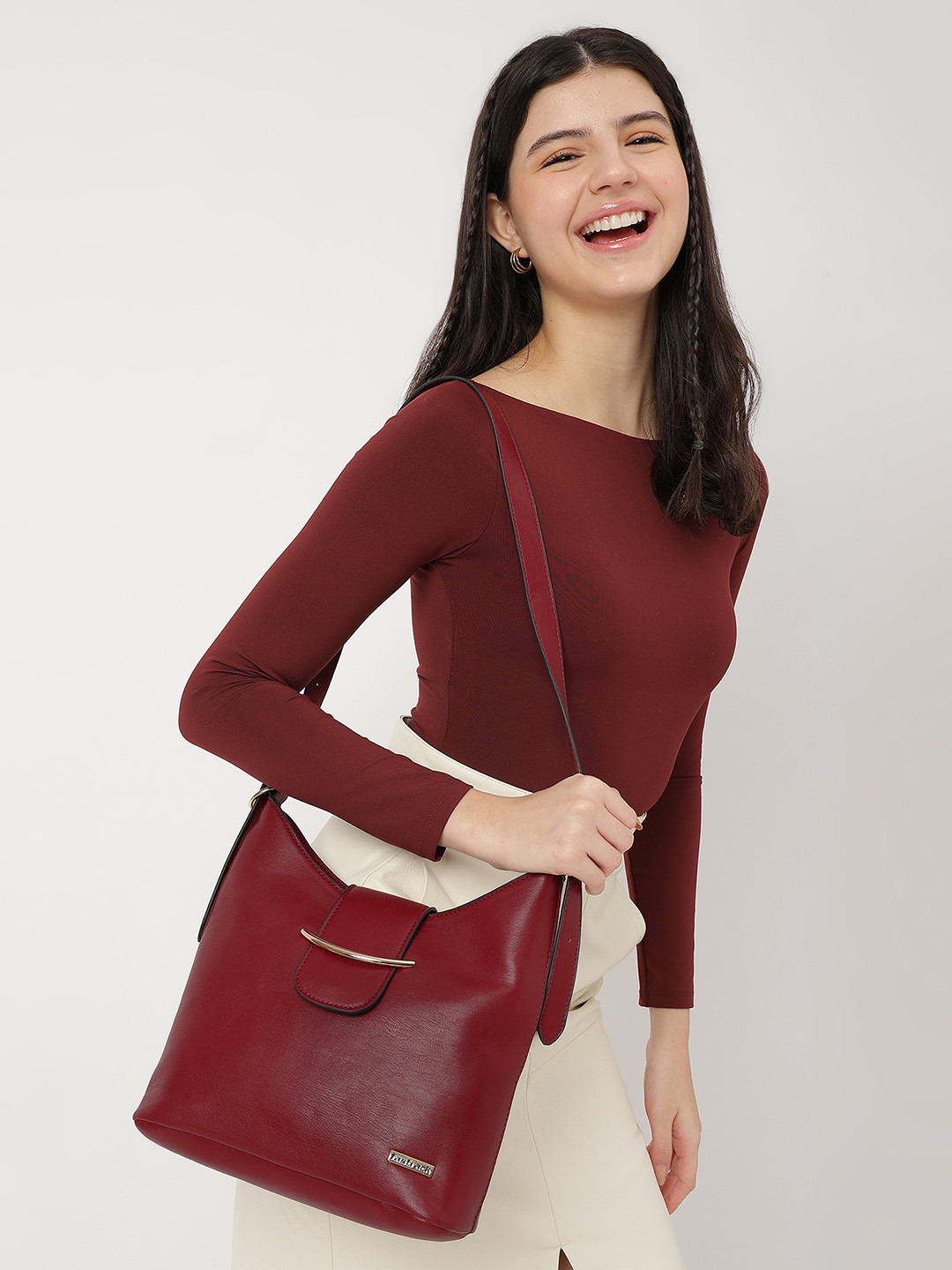 Fastrack Women Solid Hobo Bag with Adjustable Sling Straps