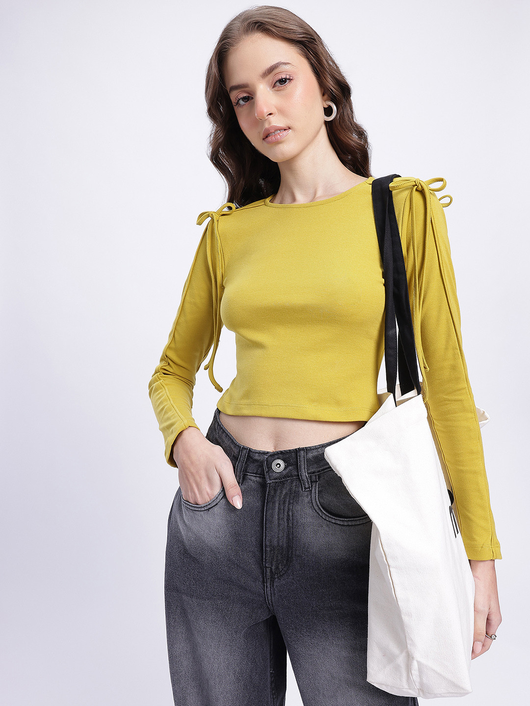 glitchez Bow Detail Cropped Top