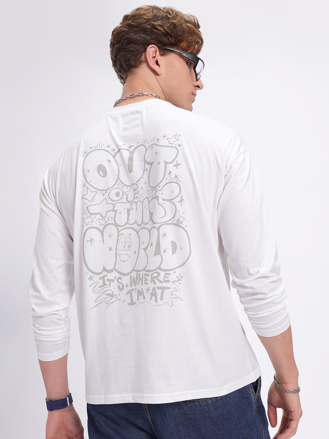 glitchez Long Sleeve Back Printed Oversized T-shirt
