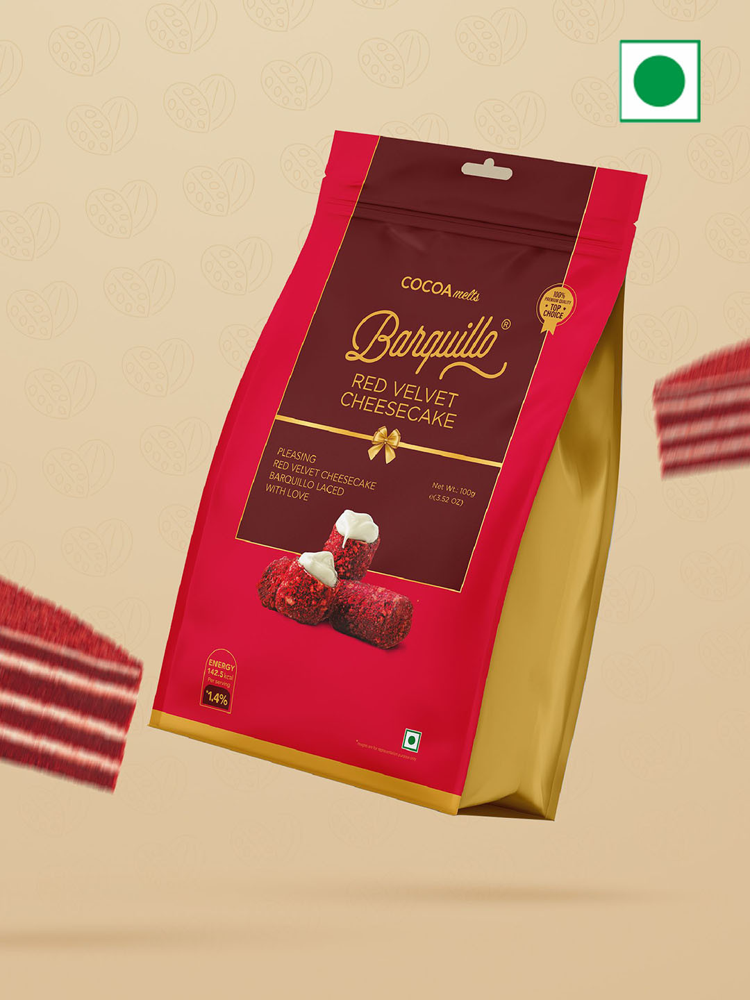 Barquillo 5 Pcs Red Velvet Cheesecake Chocolate Biscuit Rolls  100g