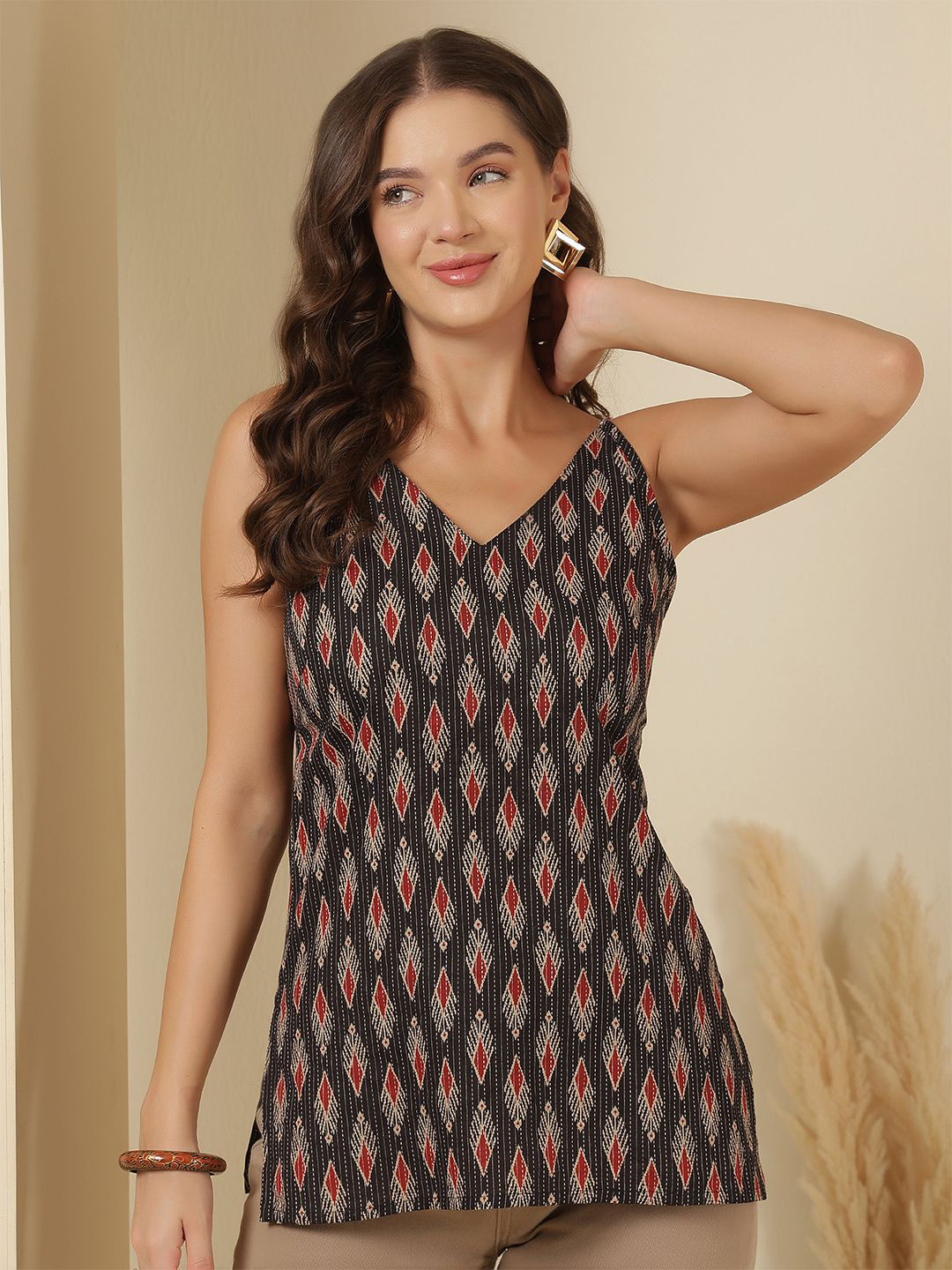 Nayo Women Printed Sleeveless Ethnic Tunic
