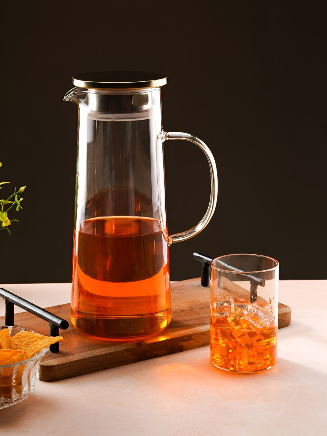 ceradeco Gold-Toned 7 Pcs Dishwasher & Microwave Safe Glass Borocilicate Jugs & Glasses