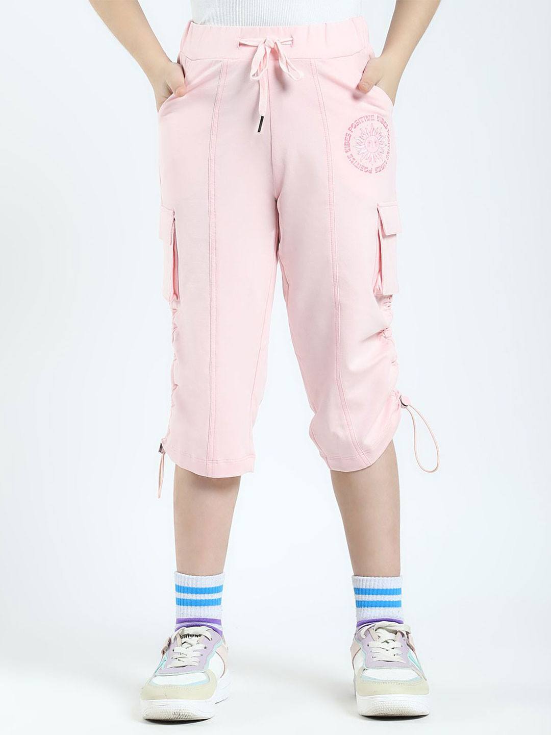 Monte Carlo Kids-Girls Solid Mid-Rise Regular Fit Capri