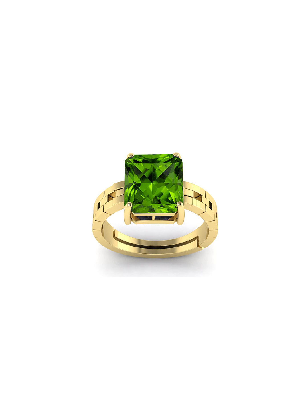 RRVGEM Unisex 4.00 Ratti 3.70 KT Green Peridot Gemstone Studded Adjustable Finger Ring