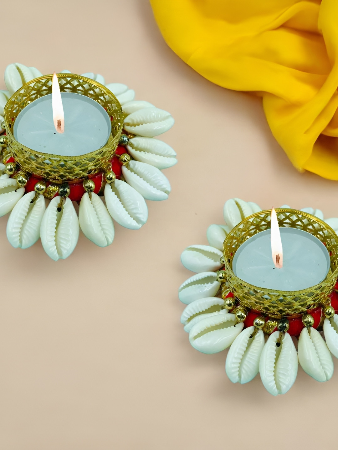 GADINFASHION Green Pack Of 2 Tealight Candle Holder