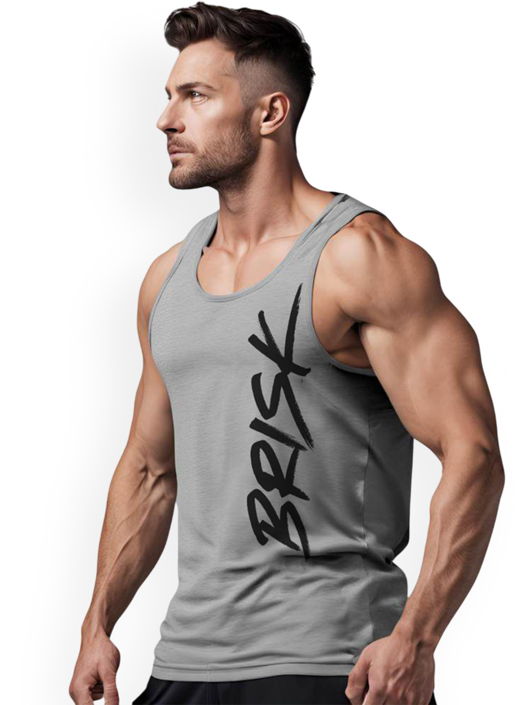 3Colors Printed Dri-FIT Gym Vest VEST-NCUT-BRISK-GREY_M