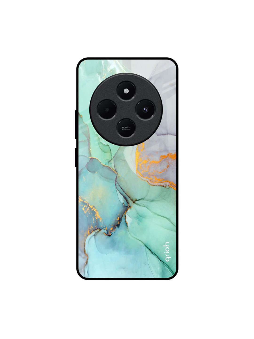 QRIOH Green Marble Printed Redmi 14C 5G Impact Resistant Back Case
