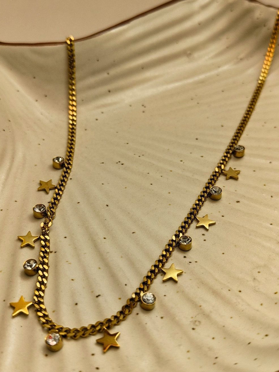 RaasRani Stainless Steel Charms Gold-Plated Necklace