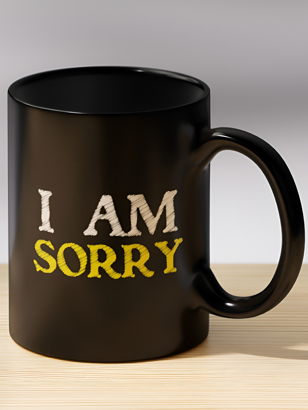 Gift4You Black Typography Ceramic Microwave Safe Cup-220ml