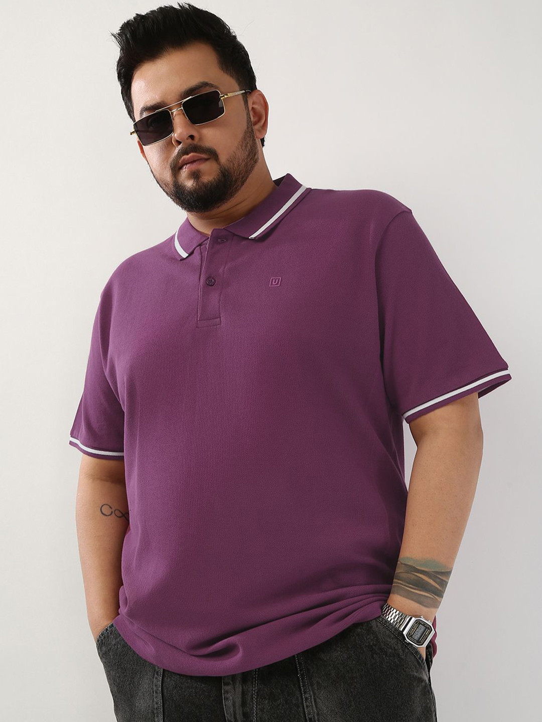 Urbano Plus Men Solid Regular Fit Half Sleeve Cotton Polo T-Shirt
