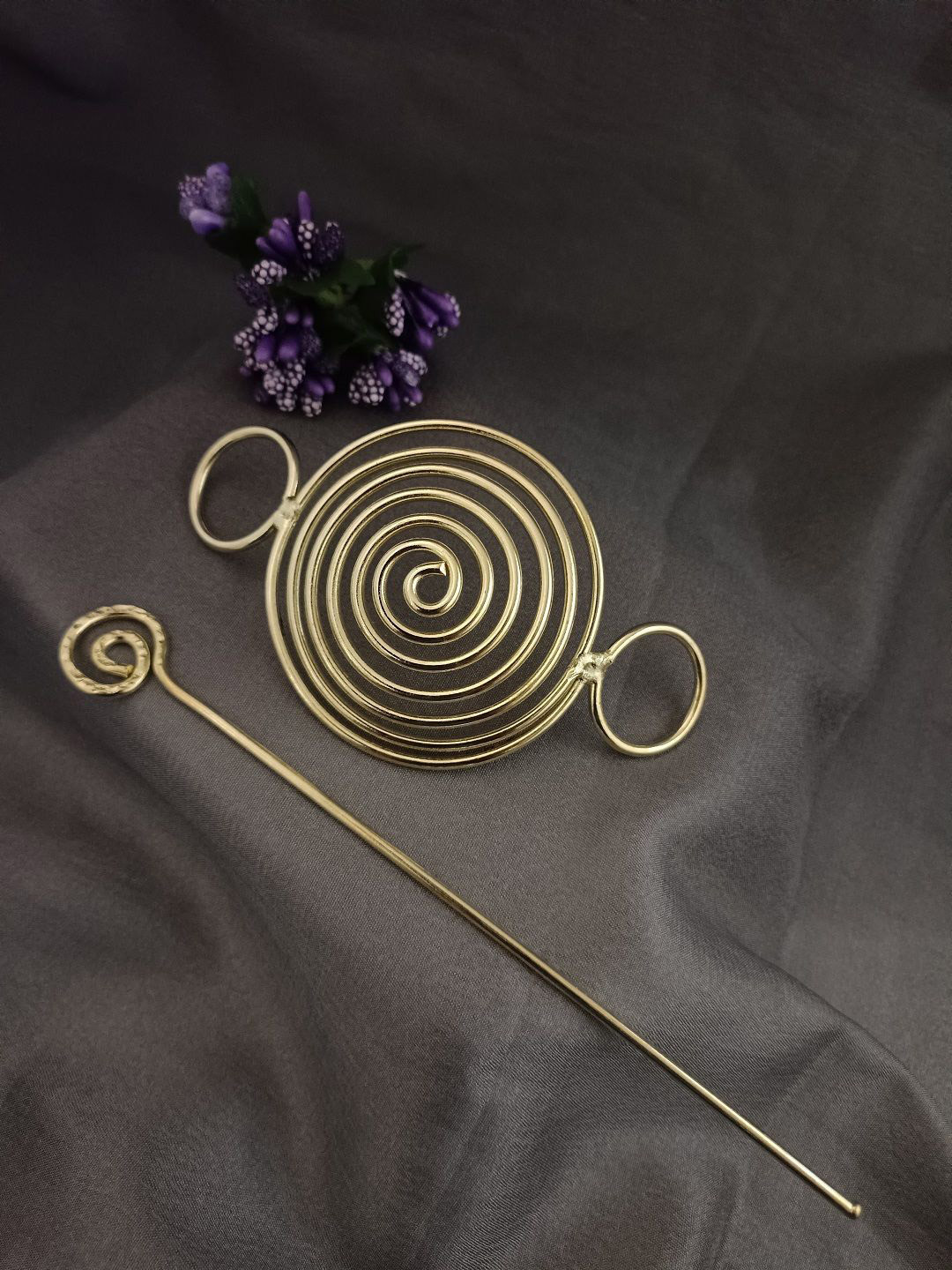 Sanjog Metal Hair Barrette With Tulip Stick Bun Holder Hair Slide Clip Hair Bun Cage