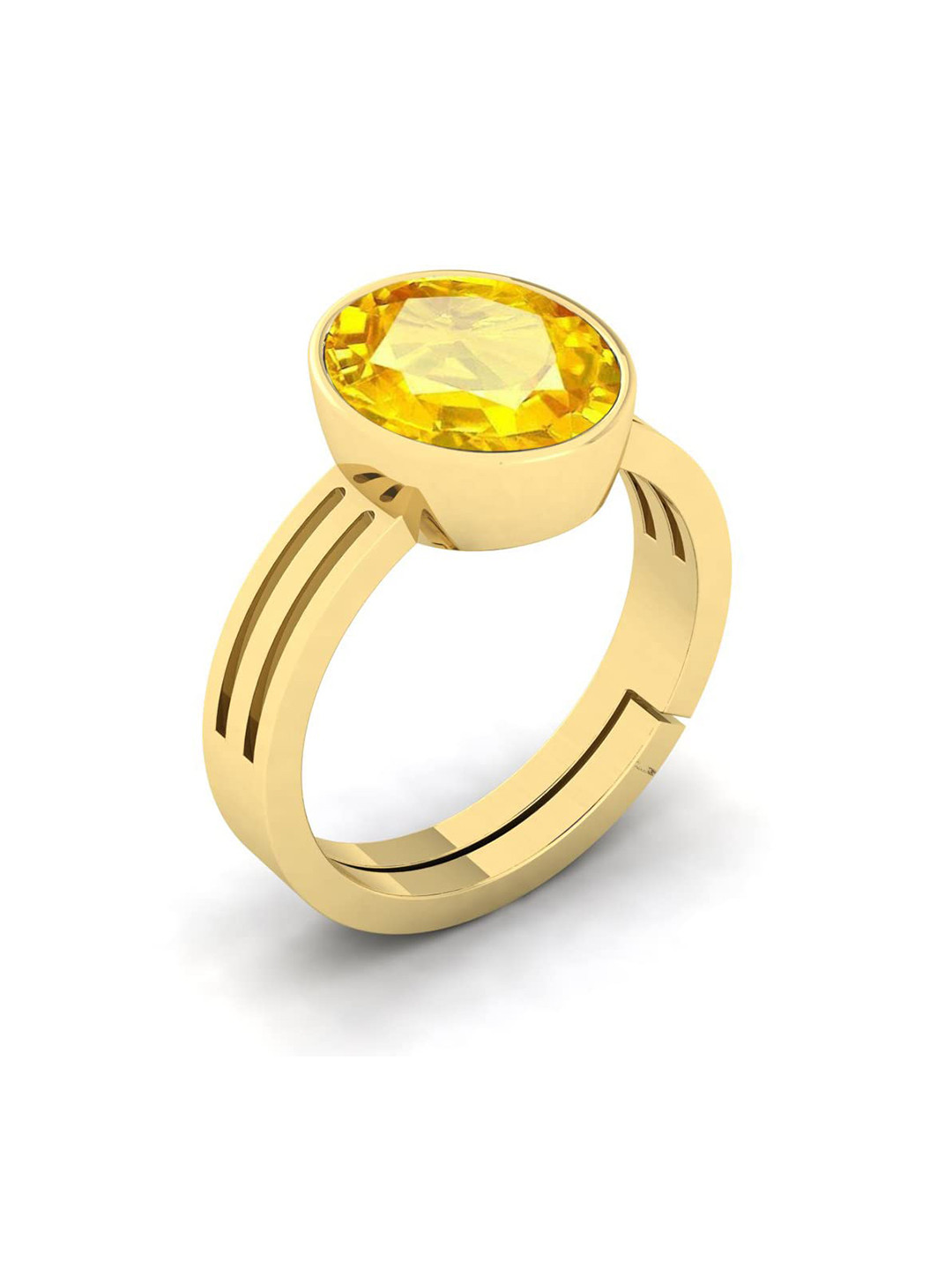 RRVGEM Yellow Sapphire Ring Pukhraj Gemstone Ring