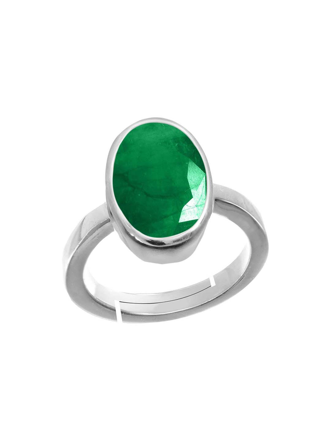 RRVGEM Emerald Silver Plated Finger Ring