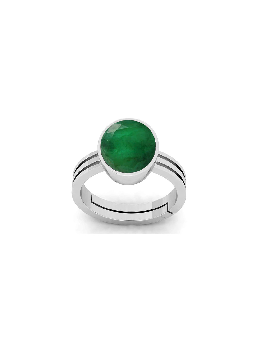 RRVGEM 6.50 KT Unheated Untreated Silver Plated Emerald Ring