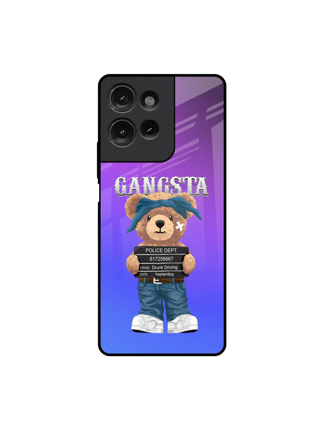 QRIOH Gangsta Bear Printed Motorola G75 5G Impact Resistant Back Case