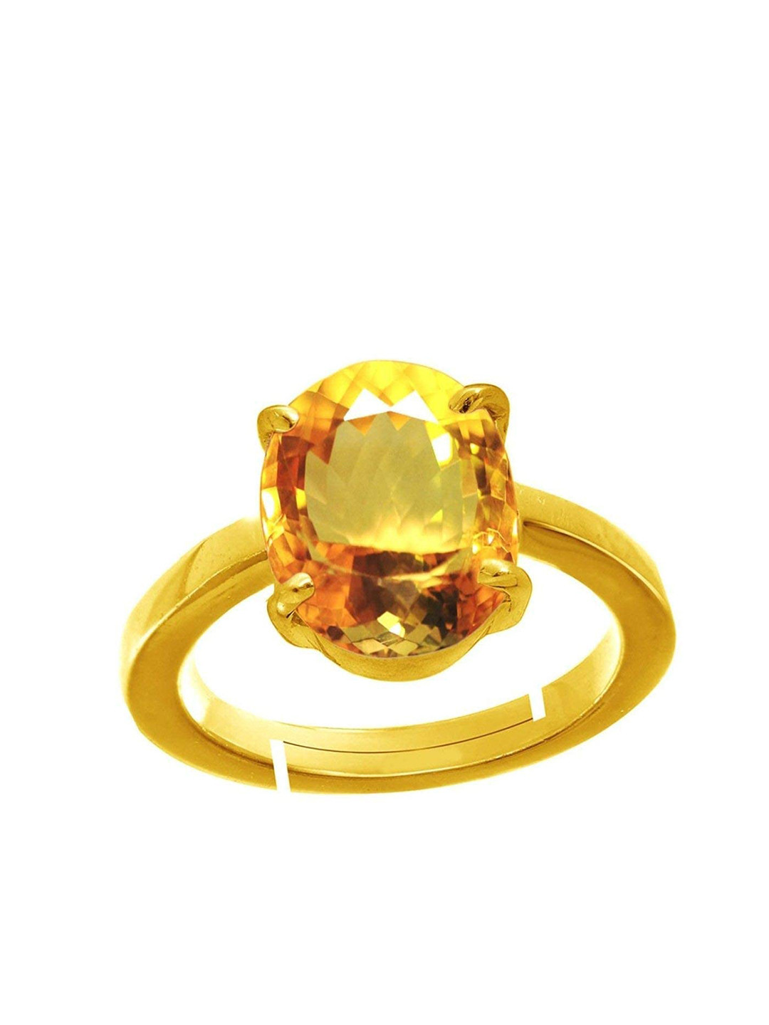 RRVGEM 11.00 KT to 12.00 KT Citrine Gemstone Studded Adjustable Finger Ring