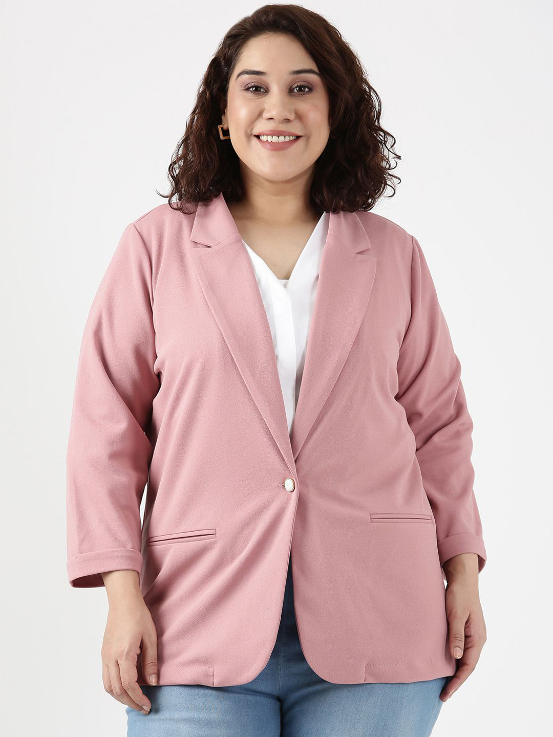 The Pink Moon Single-Breasted Pink Scuba Crepe Formal Blazer