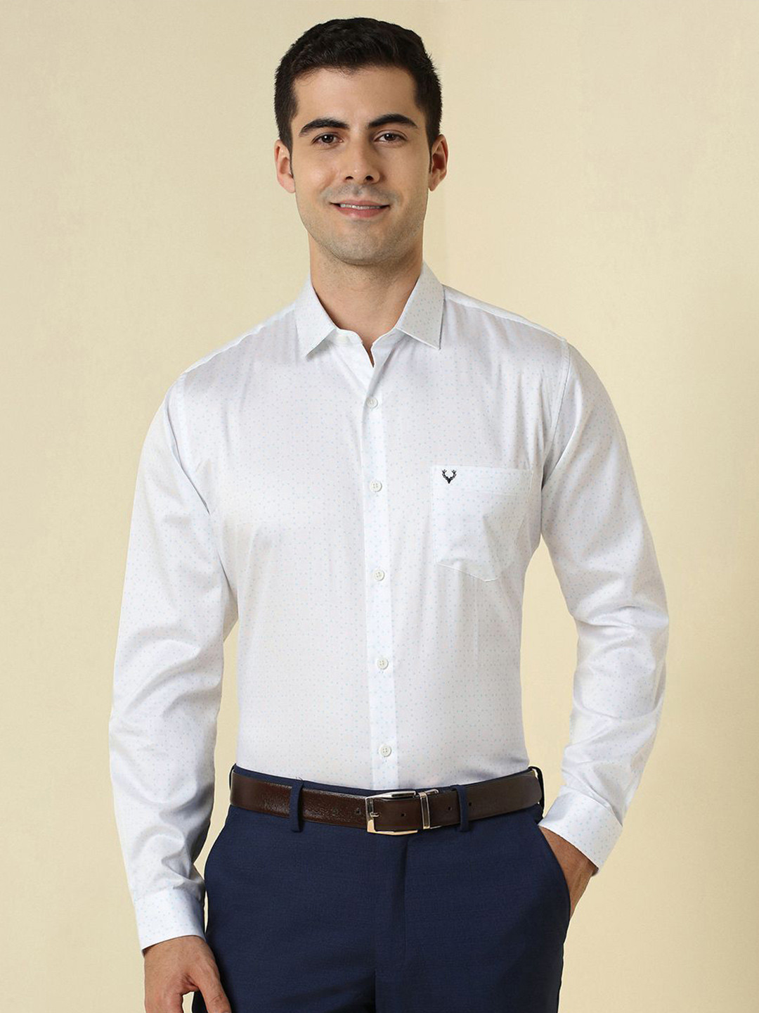 Allen Solly Geometric Printed Spread Collar Slim Fit Formal Cotton Shirt