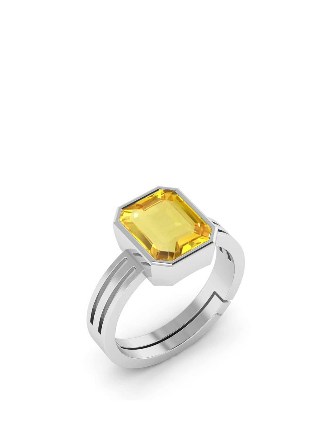 RRVGEM Unisex Yellow Sapphire Stone Ring
