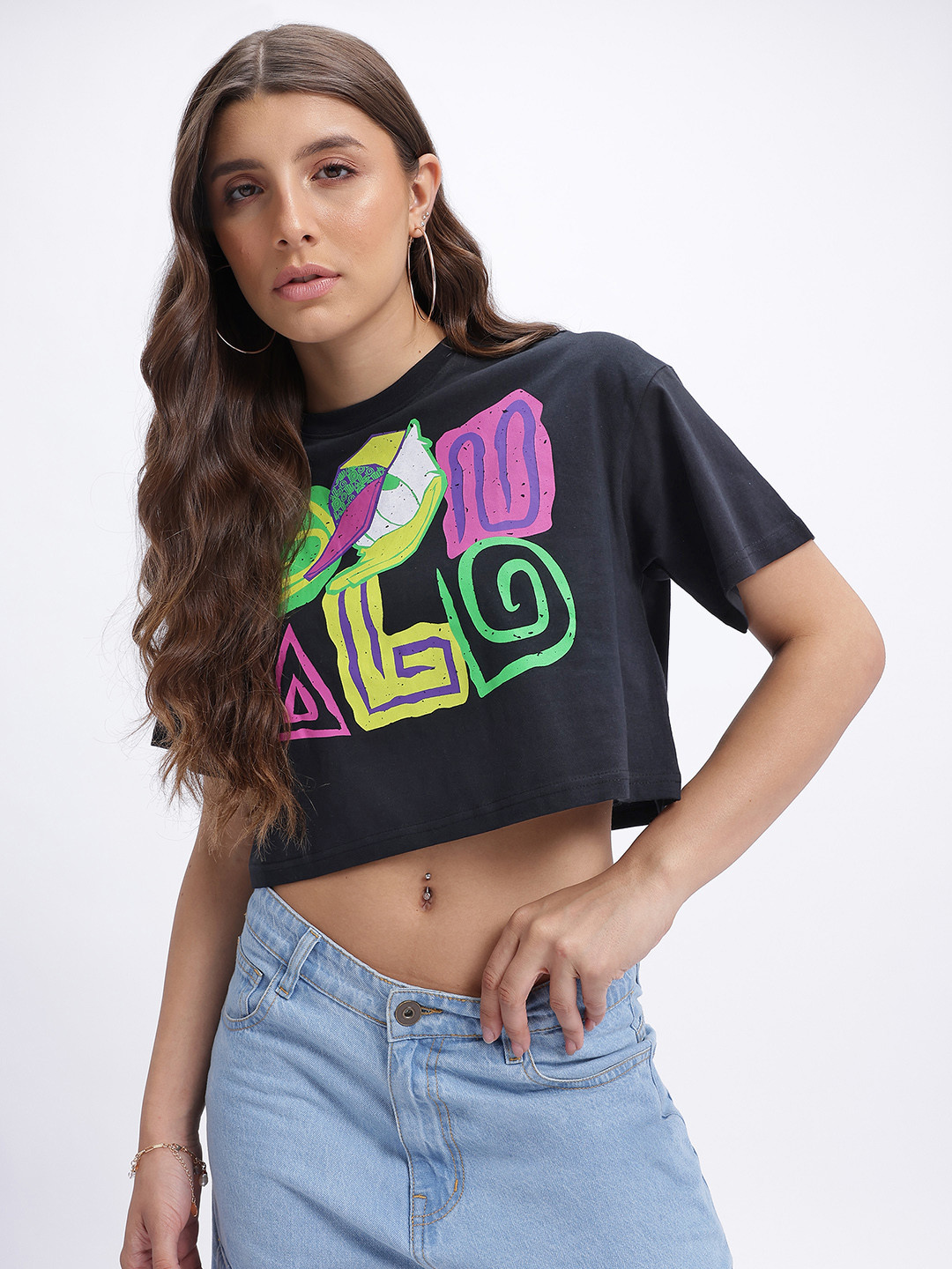 Disney by Glitchez Donald Duck Print Crop Edge Boxy Tee