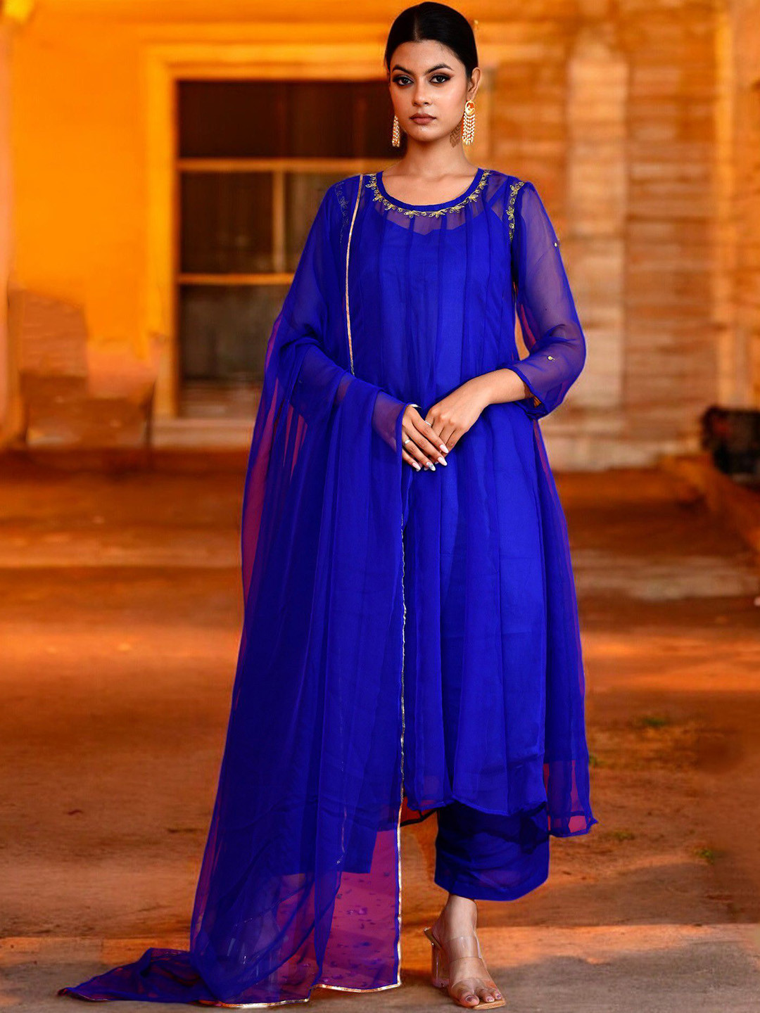 Bannhi by Priyanka Rathore  Women Anarkali Georgette Kurta Sets With Dupatta