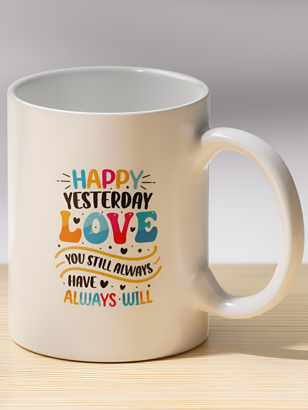 Gift4You Ele Multicoloured Typography Ceramic Handmade Cup-320ml