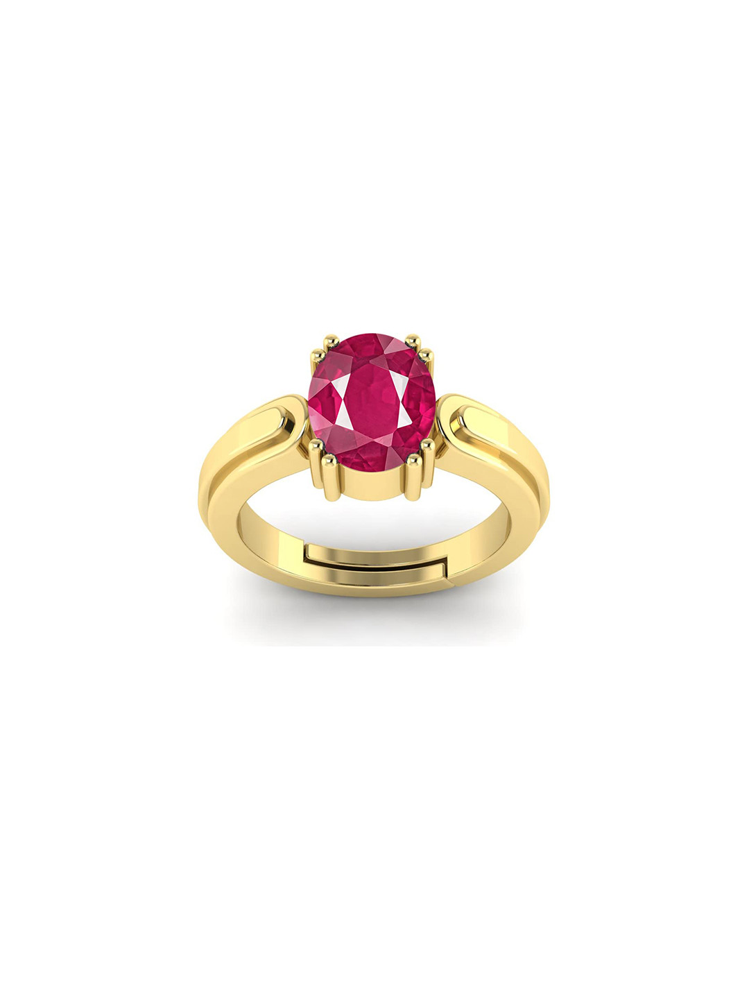 RRVGEM 6.25 Ratti A+ Quality Adjustable Gold Plated Ruby Ring