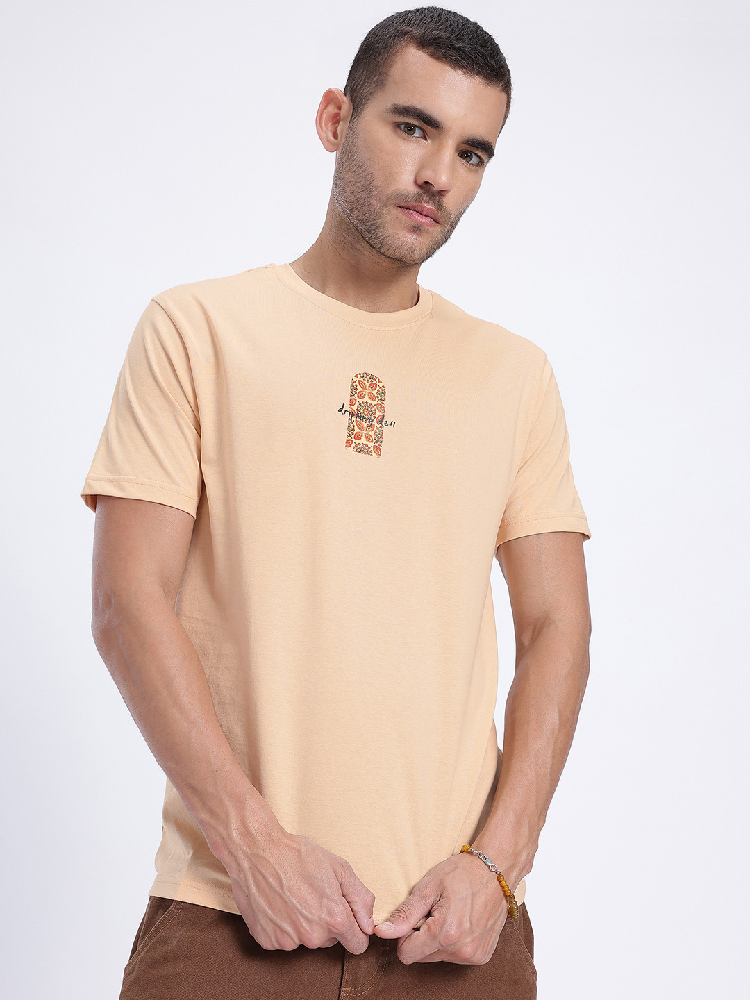 glitchez Desi-Dude Graphics Print Pure Cotton Regular-Fit T-shirt