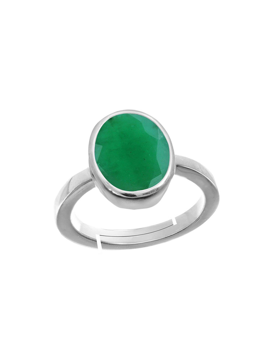 RRVGEM Panna Stone Silver Plated Adjustable 4.50 KT Finger Ring