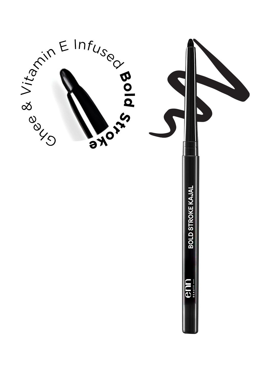 ENN Bold Stroke 24-Hour Smudge-Proof Eye Retractable Kajal 8 g - Black
