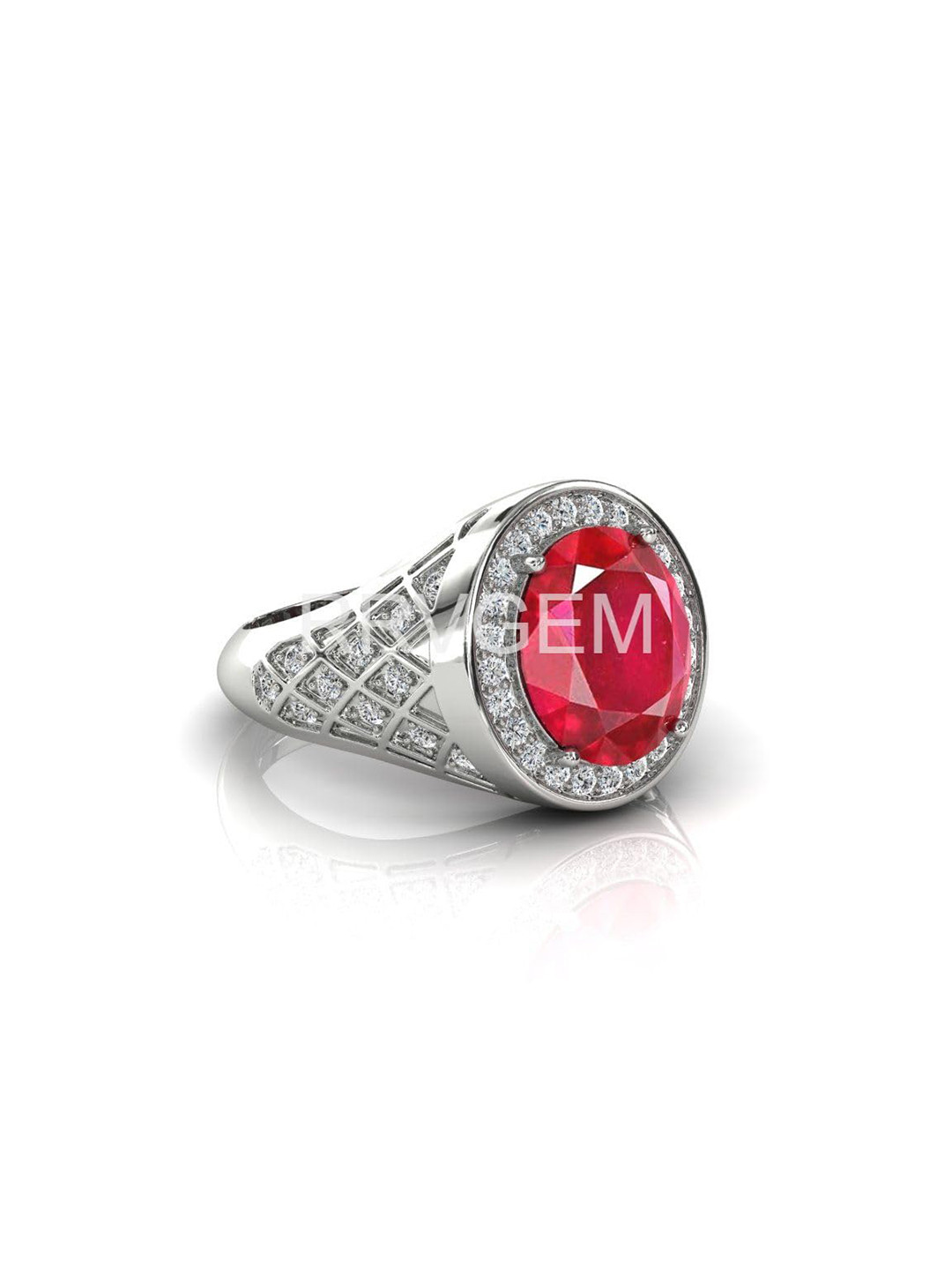 RRVGEM Ruby Ring 7.25 Ratti Finger Ring With Stone Manik