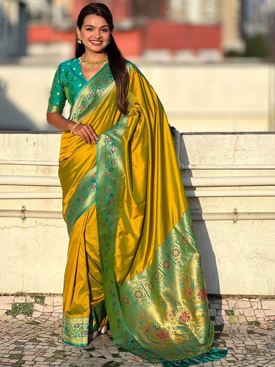 MySilkLove Soapstone White Zari Woven Paithani Saree