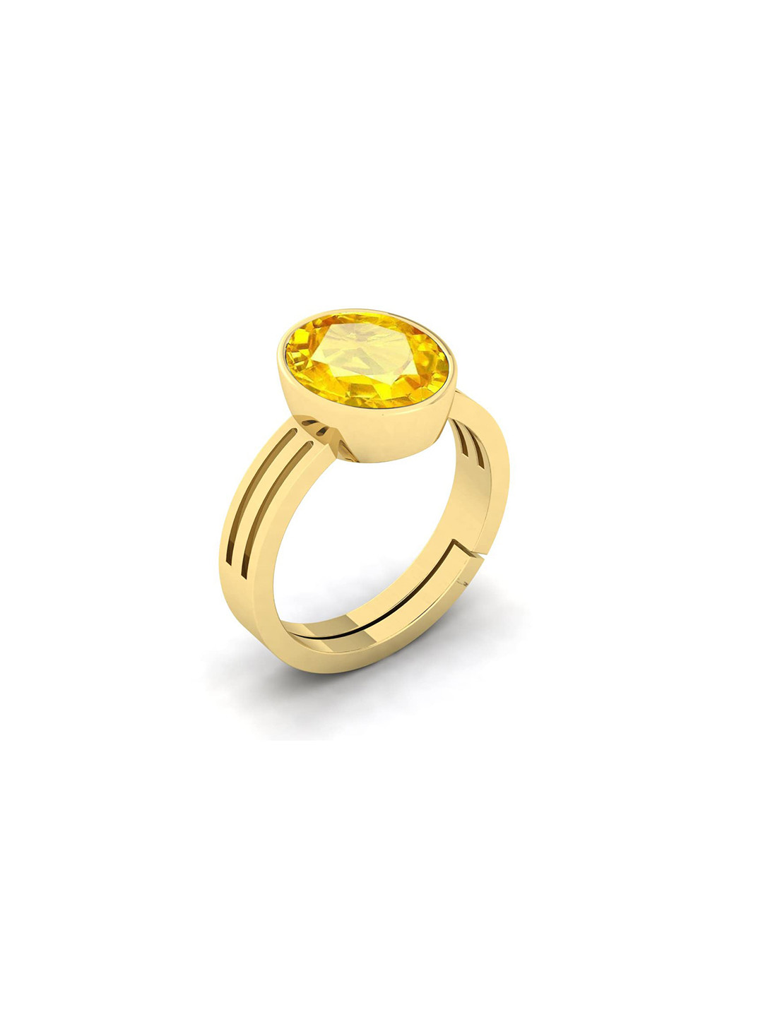 RRVGEM Yellow Sapphire Ring Pukhraj Gemstone Ring