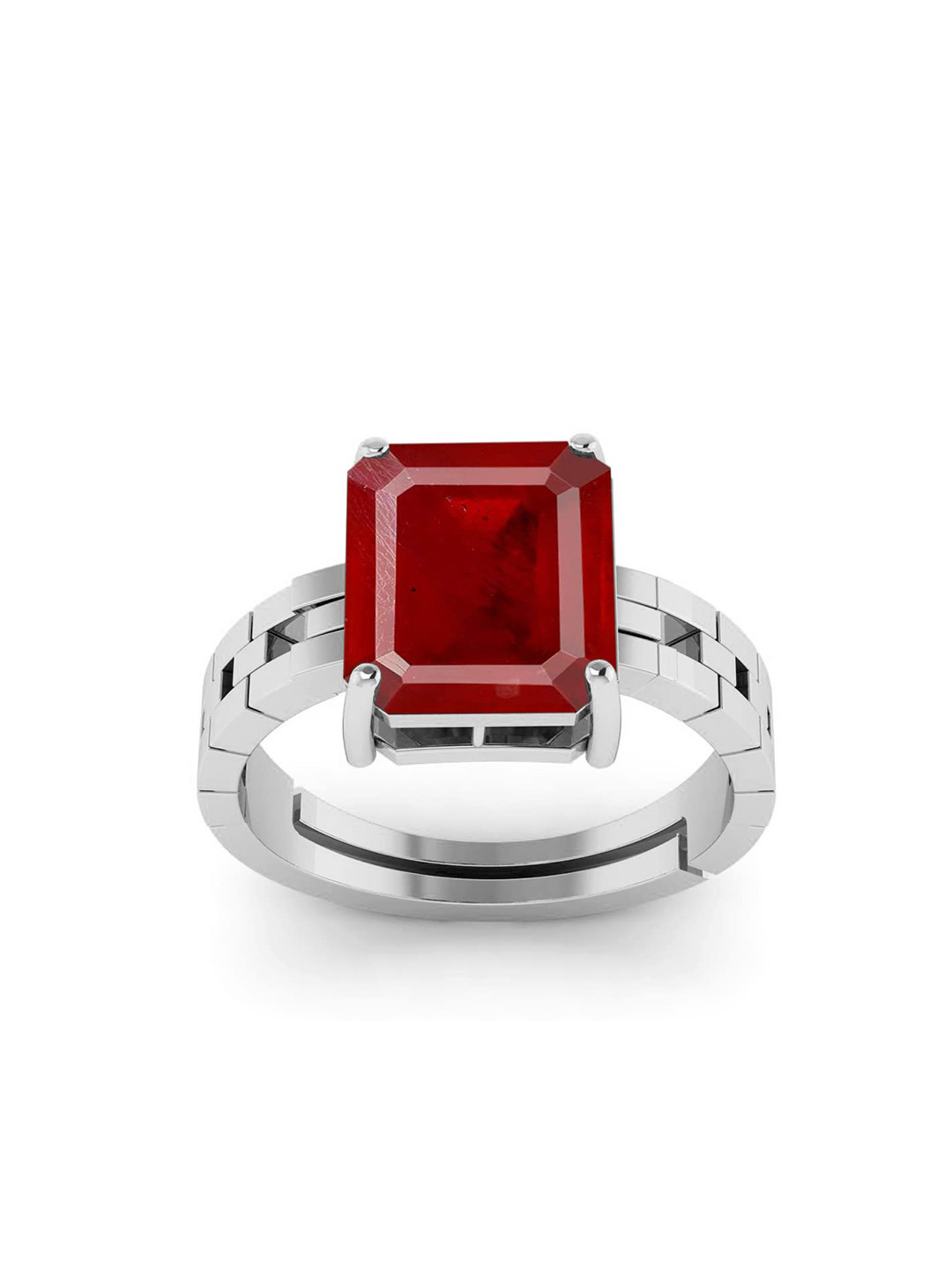 RRVGEM RUBY Ring 9.00 KT Ruby Silver Plated Adjustable Ring
