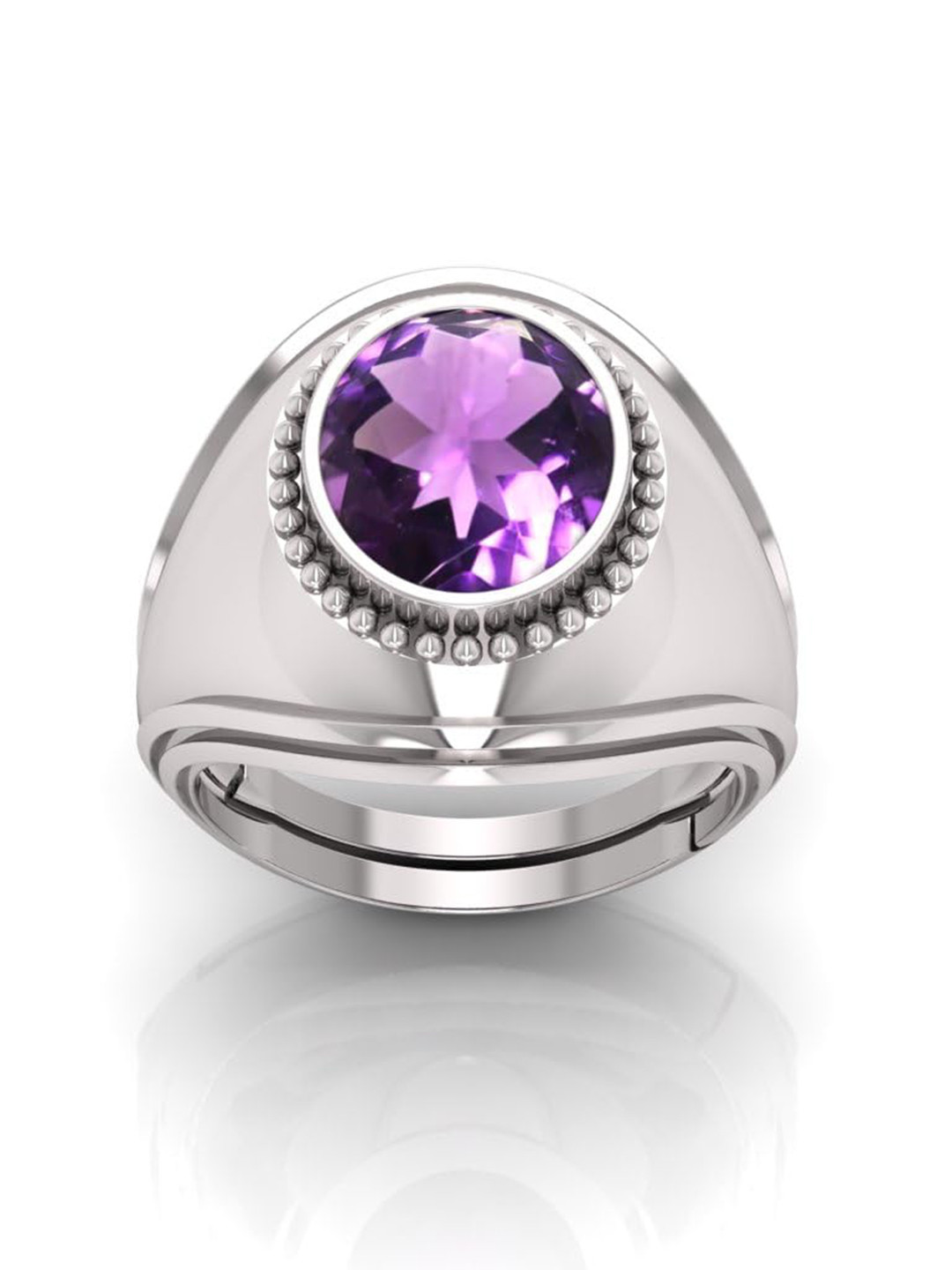 RRVGEM Amethyst Gemstone Studded Adjustable Finger Ring