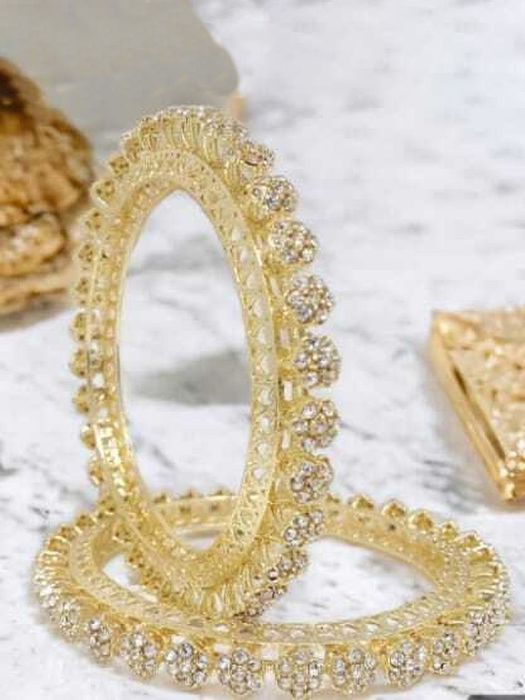 DENICRAAS Set of 2 Gold-TonedAlloy Bangle