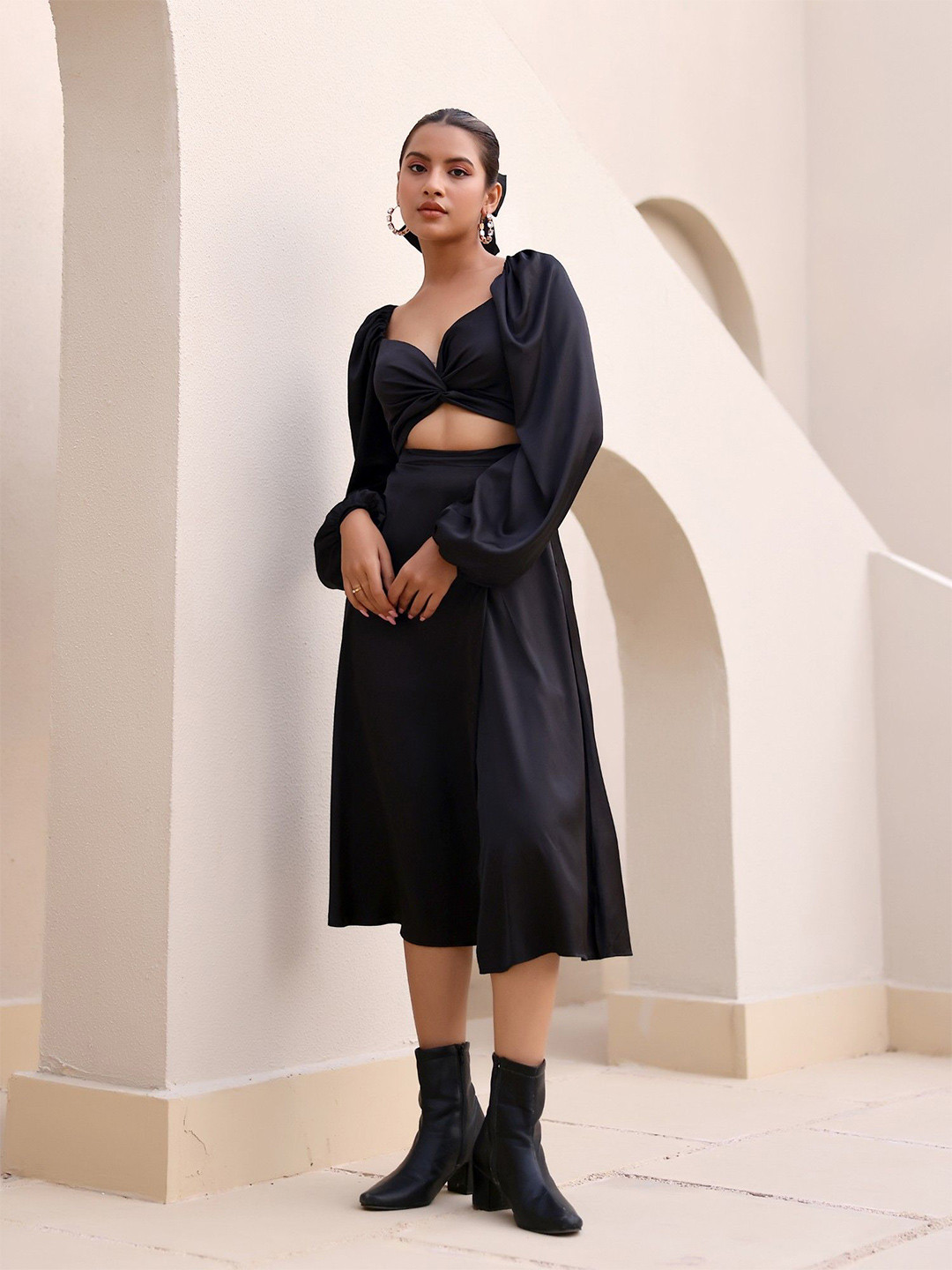 Flabae Women Print Satin Dress