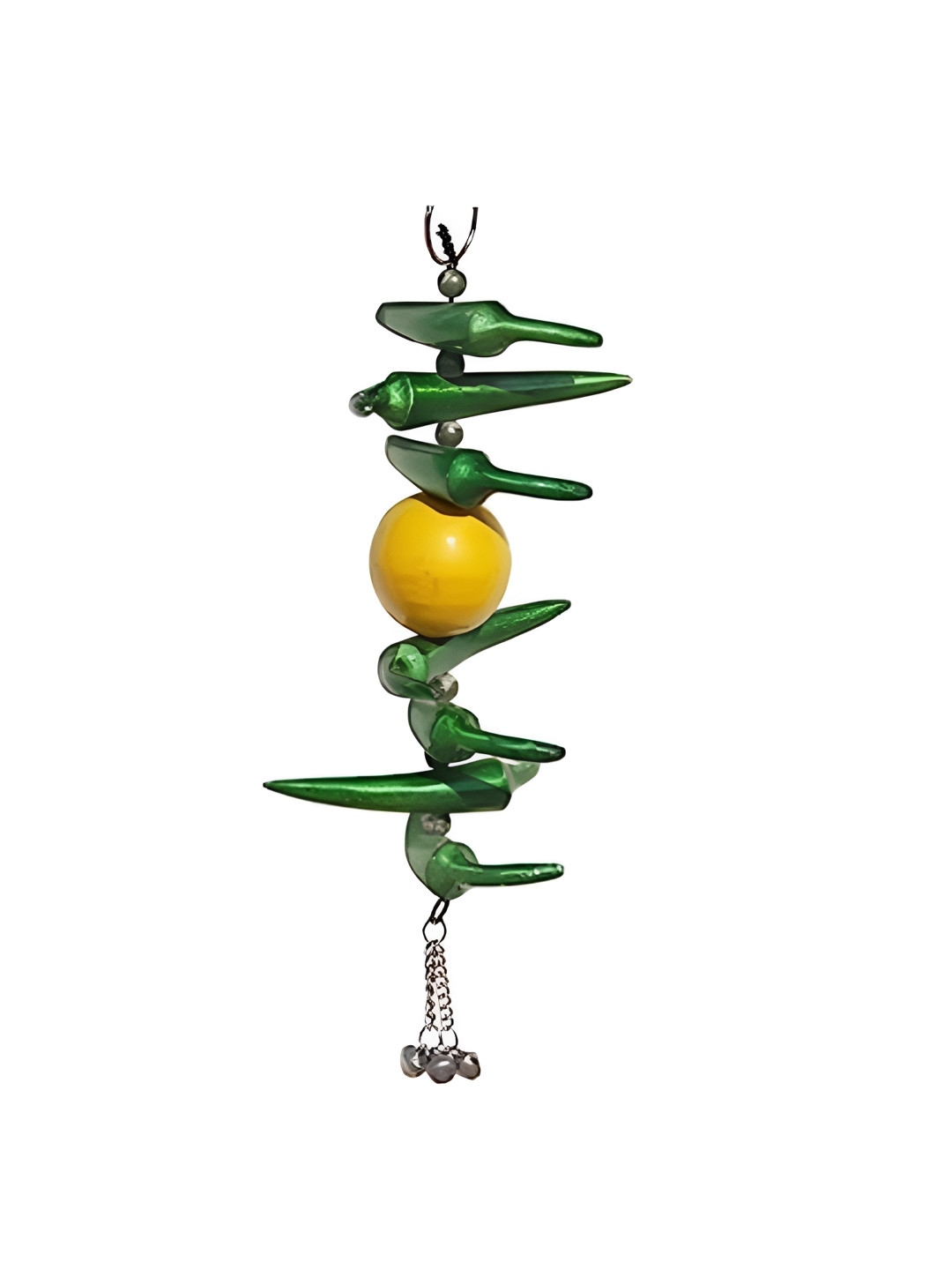 Aura Neebu Mirchi Green Metal Metallic Living Room Medium Showpiece - 8.3 Inches