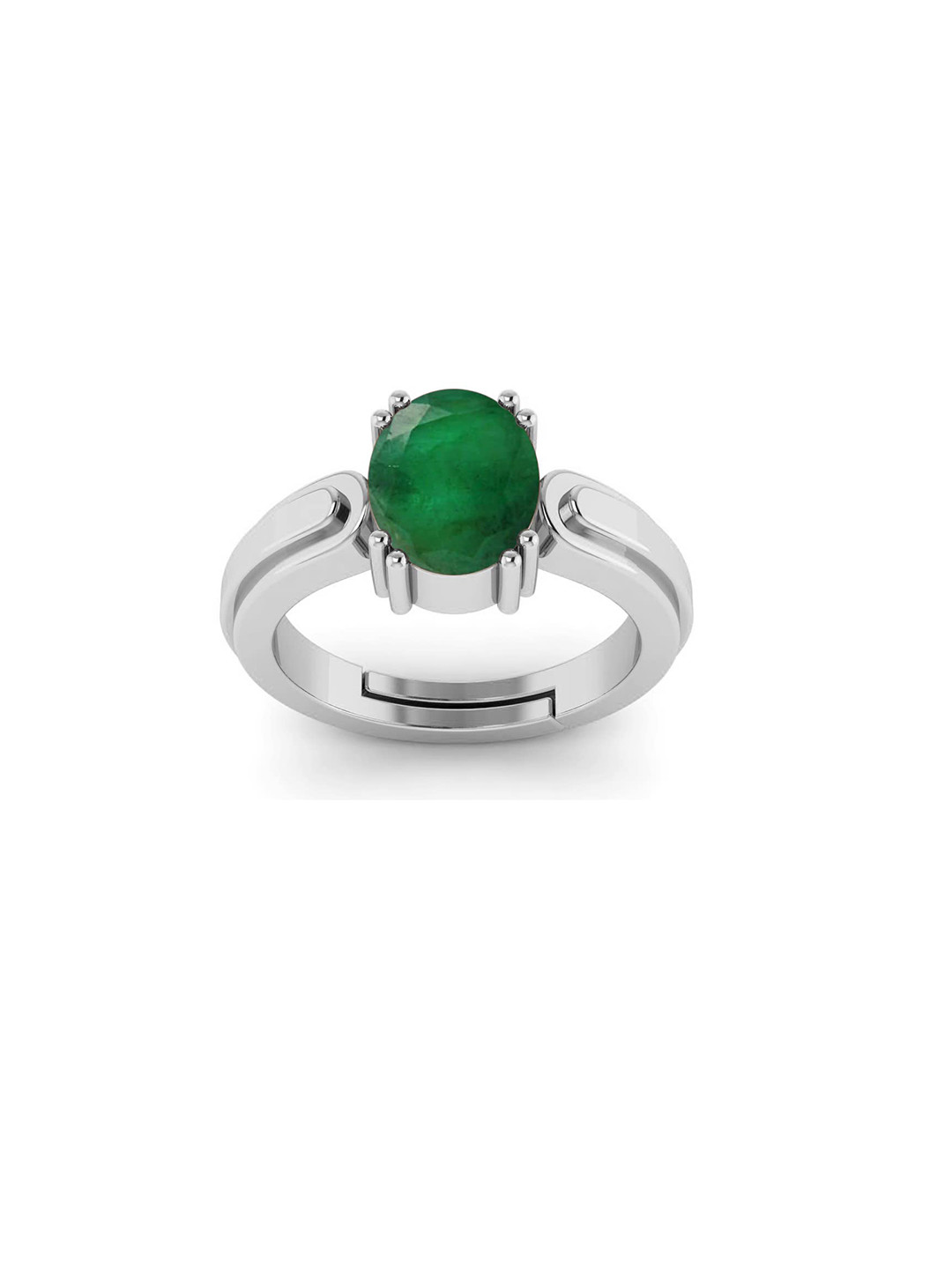 RRVGEM 5.70 KT Silver Plated 7.25 Ratti Emerald Ring Adjustable Ring